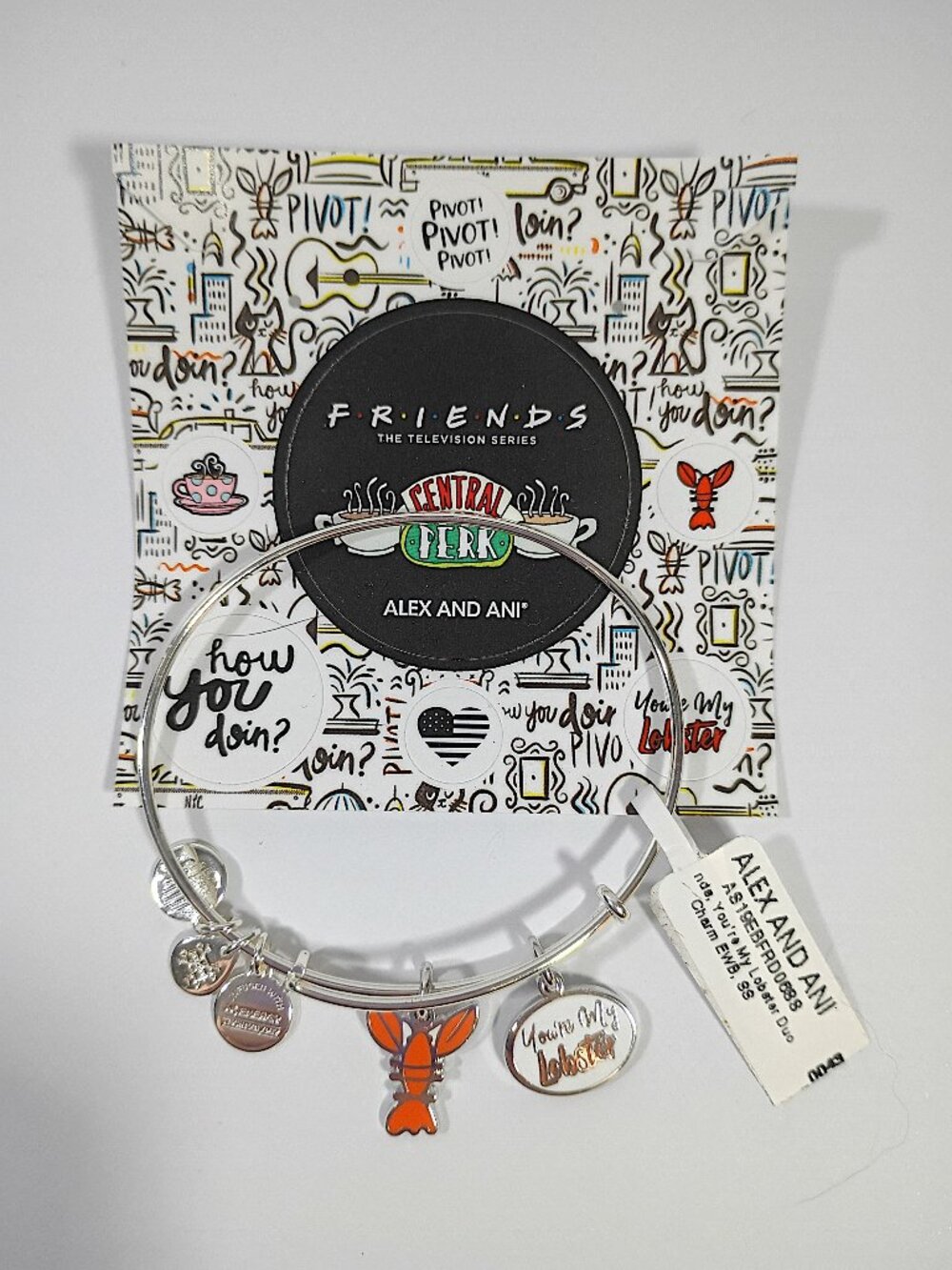 Alex and Ani Friends TV Bracelet You're My Lobster Silver Charm New with Tags
